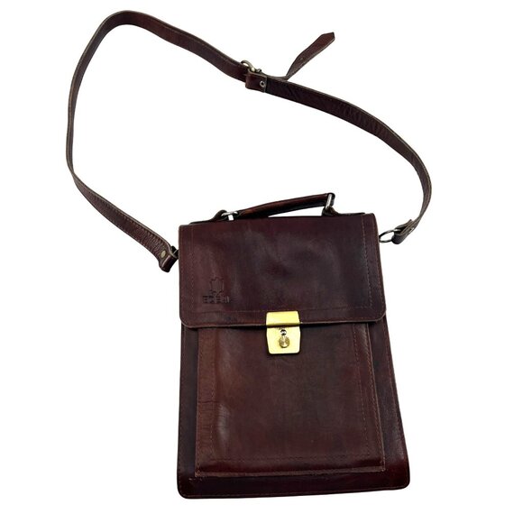 EQBAL Vintage Leather Crossbody Messenger Handbag Brown - Picture 1 of 4